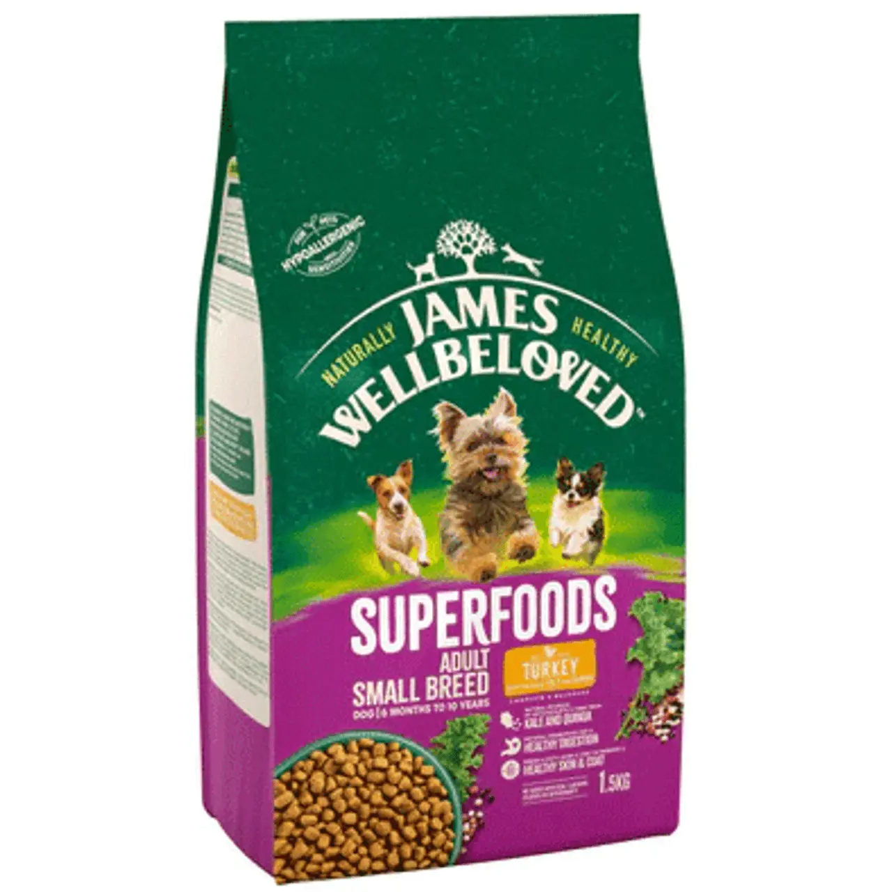 James Wellbeloved Superfood Adult Small Breed Turkey 1.5kg 3 James Wellbeloved Superfood Adult Small Breed Turkey 1.5kg